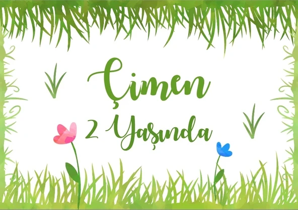 Çimen Temalı Doğum Günü Afişi 35X50 cm ürün görseli 1
