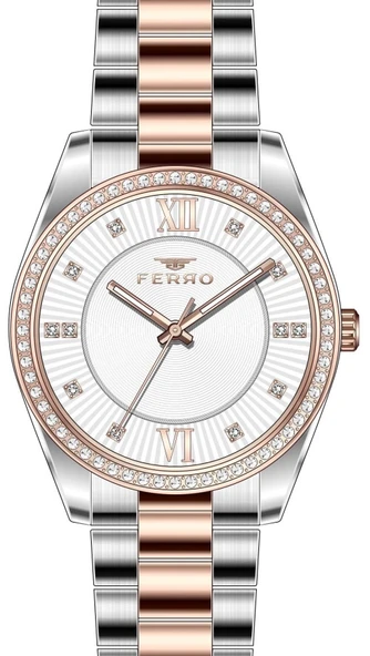 Ferro 34 mm Rose ve Gümüş Çelik Kordon Kadın Kol Saati FL21263A-E FL21263A-E ürün görseli 1