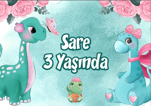 Dinozorlar Temalı Doğum Günü Afişi 35X50 cm ürün görseli 1
