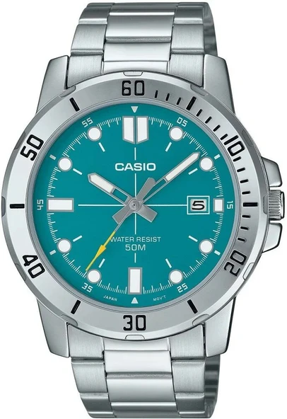 Casio MTP-VD01D-3E2VUDF Quartz Çelik Gri Turkuaz Kadran 45 mm Erkek Kol Saati ürün görseli 1