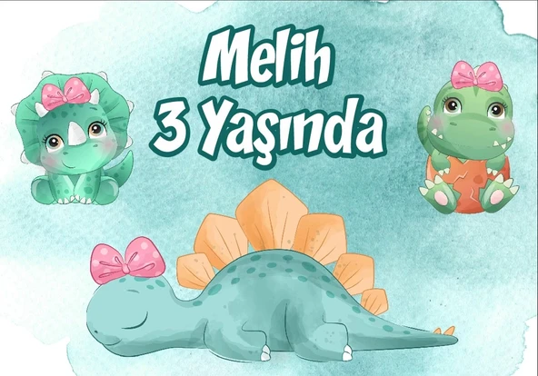 Dinozorlar Temalı Doğum Günü Afişi 35X50 cm ürün görseli 1