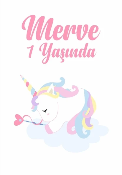 Unicorn Temalı Doğum Günü Afişi 50X70 cm ürün görseli 1