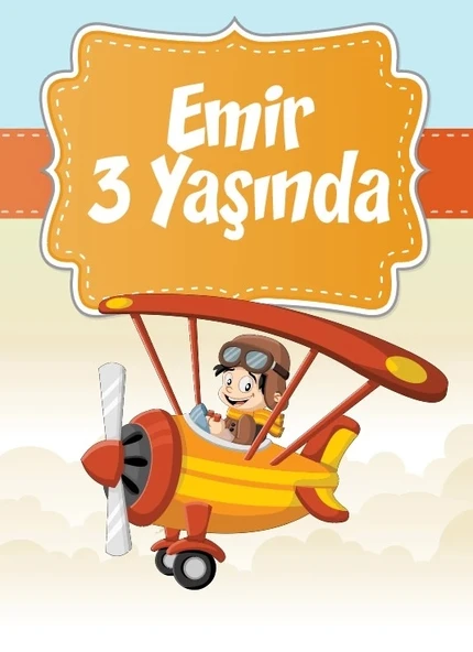 Uçak Temalı Doğum Günü Afişi 50X70 cm ürün görseli 1
