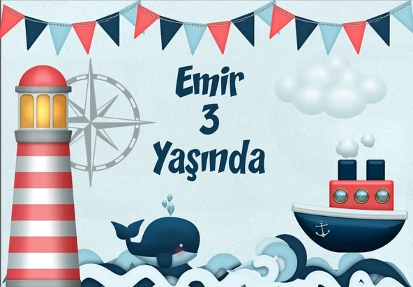 Deniz Temalı Doğum Günü Afişi 50X70 cm ürün görseli 1