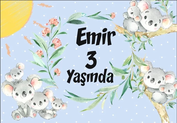 Koala Temalı Doğum Günü Afişi 70X100 cm ürün görseli 1