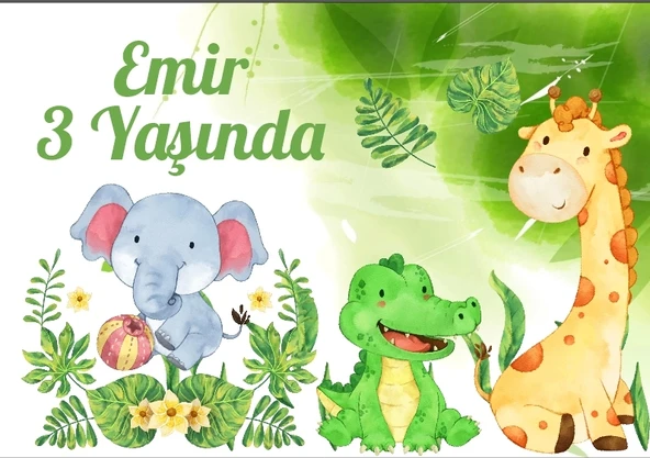 Safari Temalı Doğum Günü Afişi 70X100 cm ürün görseli 1