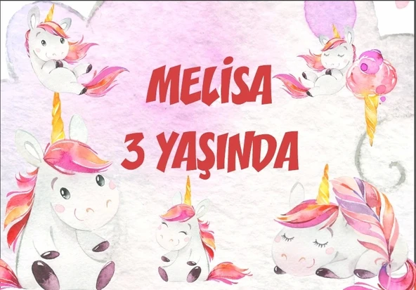 Unicorn Temalı Doğum Günü Afişi 70X100 cm ürün görseli 1