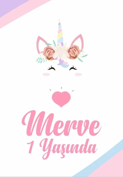 Unicorn Temalı Doğum Günü Afişi 70X100 cm ürün görseli 1