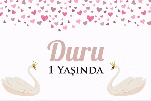 Kuğu Temalı Doğum Günü Afişi 50X70 cm ürün görseli 1