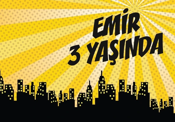 Şehir Temalı Doğum Günü Afişi 100X150 cm ürün görseli 1