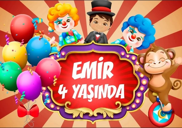 Sirk Temalı Doğum Günü Afişi 100X150 cm ürün görseli 1