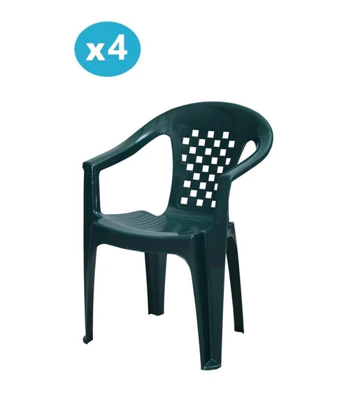Omnipazar MT-GF147 Argento Plastik Bahçe Balkon Koltuk Sandalye 4'lü Set ürün görseli 1