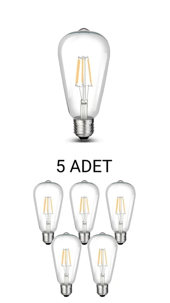 Cata CT-4353 8W ST64 Rustik Led Ampul Gün Işığı Işık 5 Adet ürün görseli 1