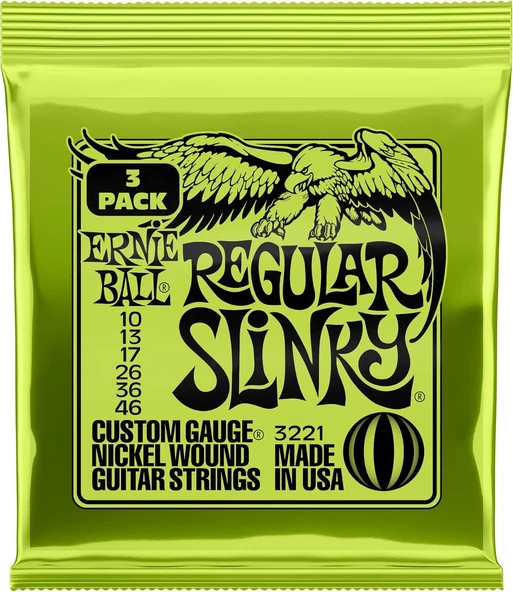 Ernie Ball P03221 Normal Slinky Nickel Wound Elektro Gitar Telleri 3'lü Paket - Ölçü 10-46 ürün görseli 1