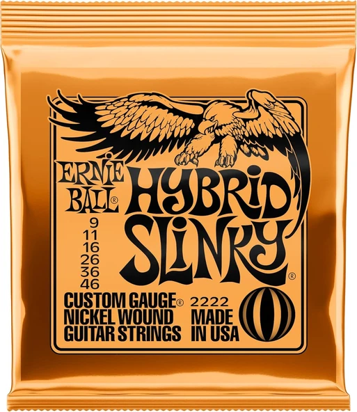 Ernie Ball P02222 Hybrid Slinky Nickel Wound Electric Guitar Strings - 9-46 Gauge ürün görseli 1