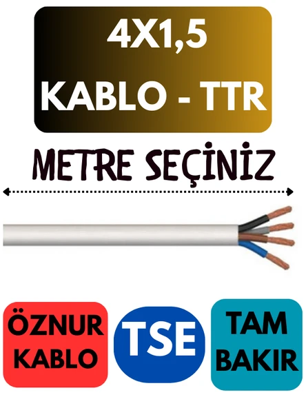 Öznur 4X1,5 TTR Kablo Metre Seçenekli (Beyaz) ürün görseli 1
