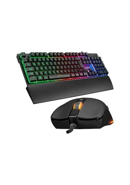 Rampage KM-RX7 Fortuna Kablolu Gökkuşağı Aydınlatmalı Oyuncu Klavye Mouse Set ürün görseli 1