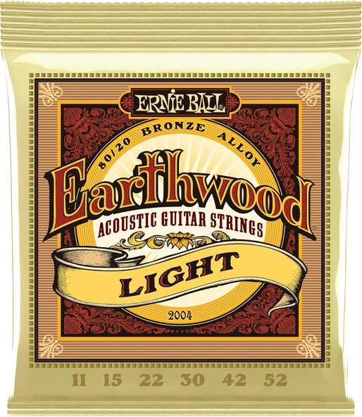 Ernie Ball P02004 Earthwood Light 80/20 Bronze Akustik Gitar Telleri - 11-52 Gauge ürün görseli 1