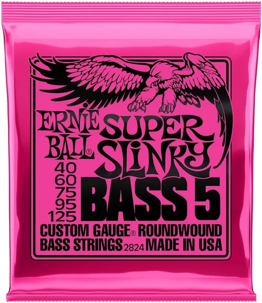 Ernie Ball P02824 Super Slinky 5 telli Elektrik Bas Gitar Telleri, Kalınlık 40-125 ürün görseli 1