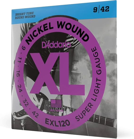 D'Addario Exl120 Elektro Gitar Tel Seti, Xl, 9-42, Nickel Wound, Su ürün görseli 1