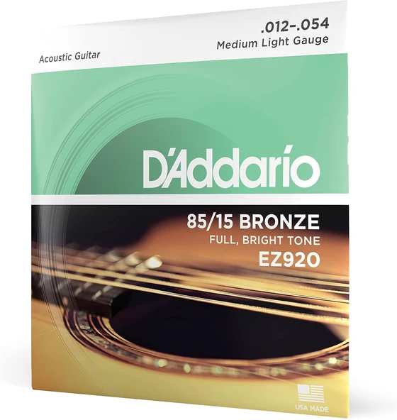 D'Addario EZ920 012 Akustik Gitar Teli 85-15 MED LITE ürün görseli 1