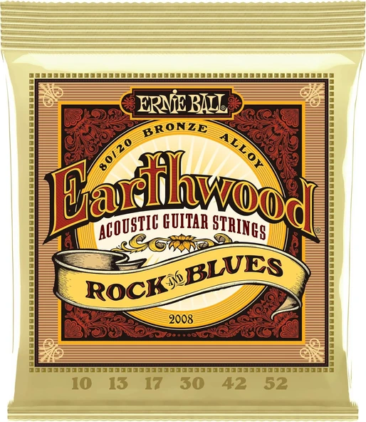 Ernie Ball P02008 Rock and Blues Plain G Earthwood 80/20 Bronz Akustik Gitar Telleri 10-52 Kalınlık ürün görseli 1