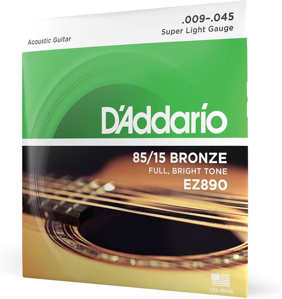 D'Addario Ez890 Akustik Gitar Tel Seti, 85/15 Bronze, Super Light ürün görseli 1
