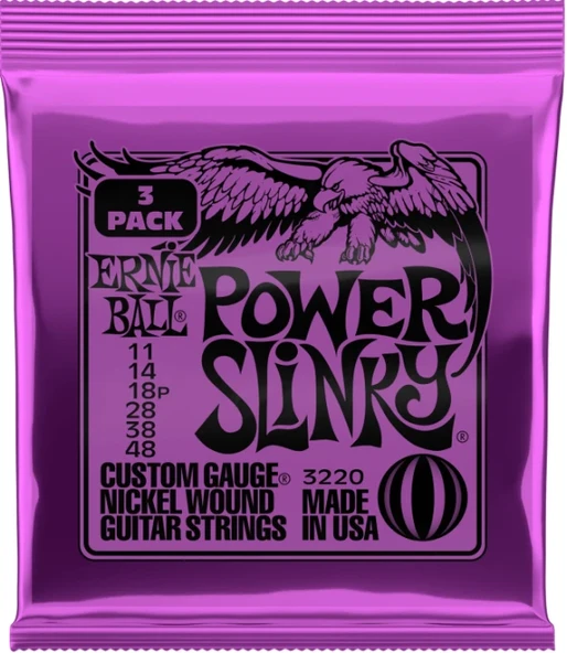 Ernie Ball P03220 Power Slinky Elektro Gitar Teli 3 Pack ürün görseli 1