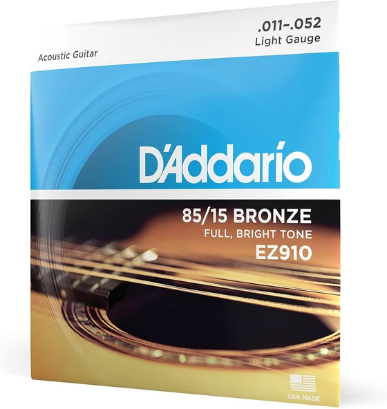 D'Addario Ez910 Akustik Gitar Tel Seti, 85/15 Bronze, Light Gauge ürün görseli 1