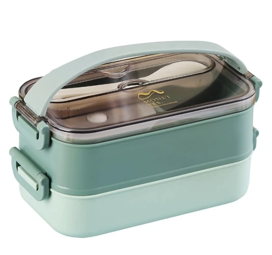 Lunchbox Çelik Beslenme Kabı 2 Kat 1200 Ml Yemek Kabı Yeşil ürün görseli 1
