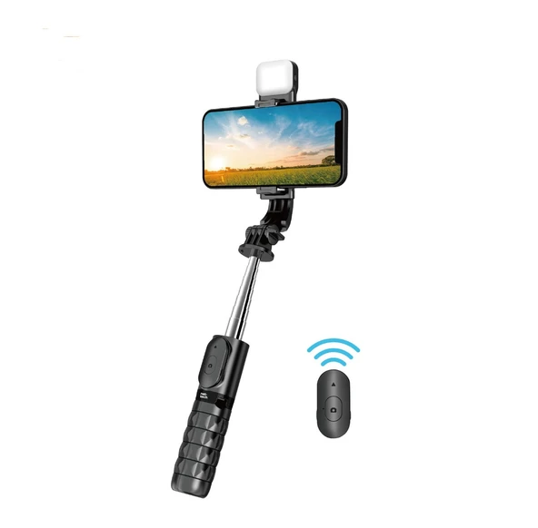 Nettech NT-MT05 Taşınabilir Işıklı Tripod Bluetooth Selfie Çubuğu ürün görseli 1