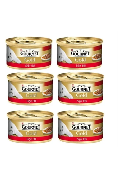 Gourmet Gold Parça Etli, Sığır Etli Yaş Kedi Konservesi 85 gr 6 Al 5 Öde ürün görseli 1