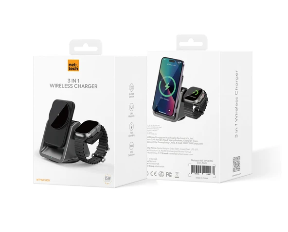 Nettech NT-WCH05 3 in 1 15W Kablosuz Wireless Şarj - Resim 3