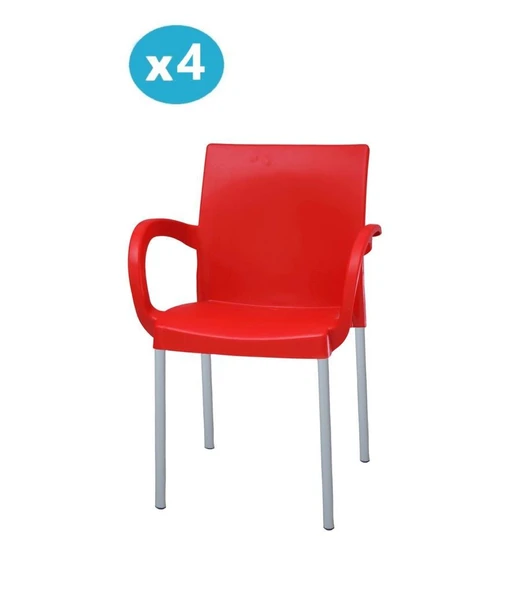 Omnipazar MT-CF880 Mare Plastik Bahçe Balkon Koltuk Sandalye 4'lü Set ürün görseli 1