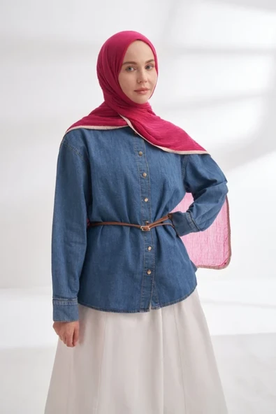 Müslin Biyeli Şal  -90 x 200- 3352-01 - Resim 8