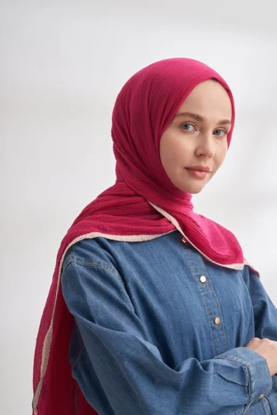 Müslin Biyeli Şal  -90 x 200- 3352-01 - Resim 7
