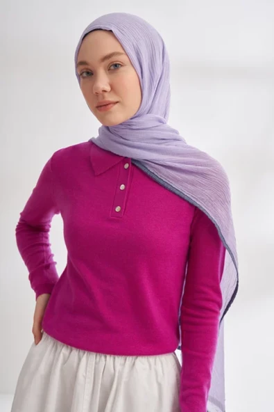 Müslin Biyeli Şal  -90 x 200- 3352-02 ürün görseli 1