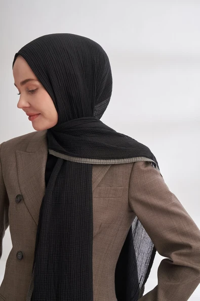 Müslin Biyeli Şal  -90 x 200- 3352-01 - Resim 3