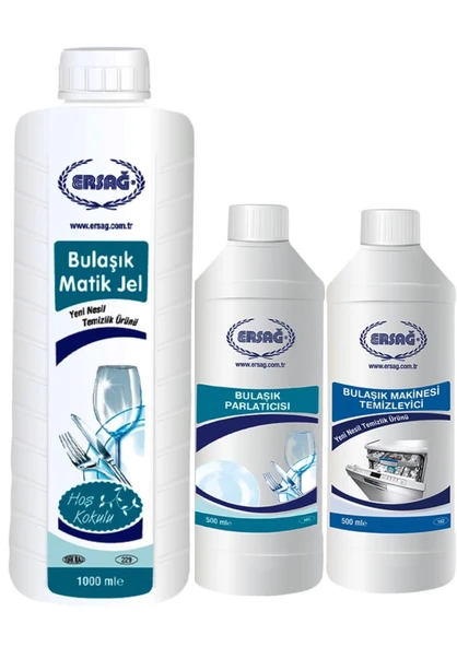 Ersağ Bulaşık Matik Jel 1 L + Bulaşık Parlatıcısı 500 ML + Bulaşık Makinesi Temizleyicisi 500 ML ürün görseli 1