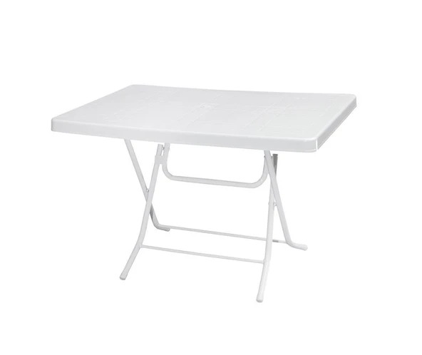 Omnipazar MT-GFM240 Prima Roccia Plastik Kare Bahçe Balkon Masa 70x110 cm Beyaz ürün görseli 1