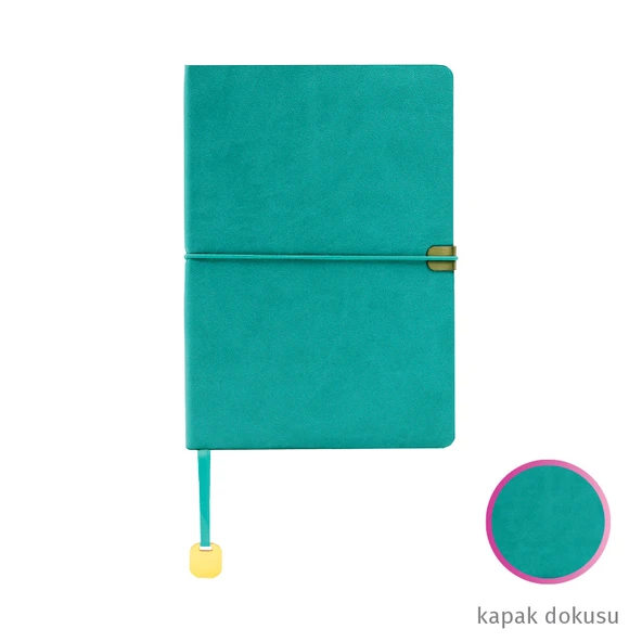 Rüya Gibi Notlar: İdil Sayfalı Turkuaz Çizgili Defter - Altın Tokalı 14,5 x 21 cm ürün görseli 1
