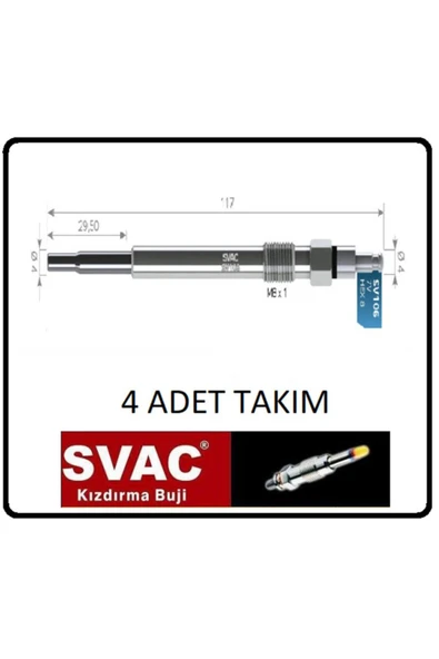 SVAC Kızdırma Bujisi 7v Audi A3 A4 A6 2.0tdi- Sv106- 4 Adet Takım ürün görseli 1