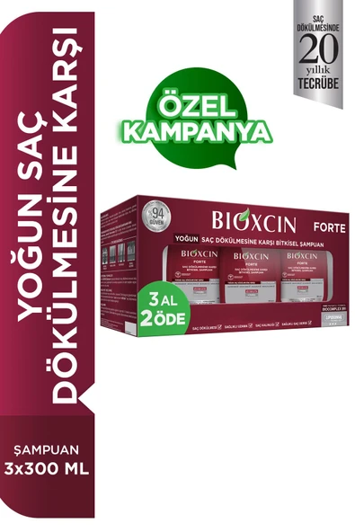 Bioxcin Forte Saç Dökülmesine Karşı 3 Al 2 Öde Bakım Şampuanı 3x300 ml ürün görseli 1