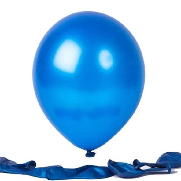 METALİK BALON MAVİ 50 ADET - Resim 2
