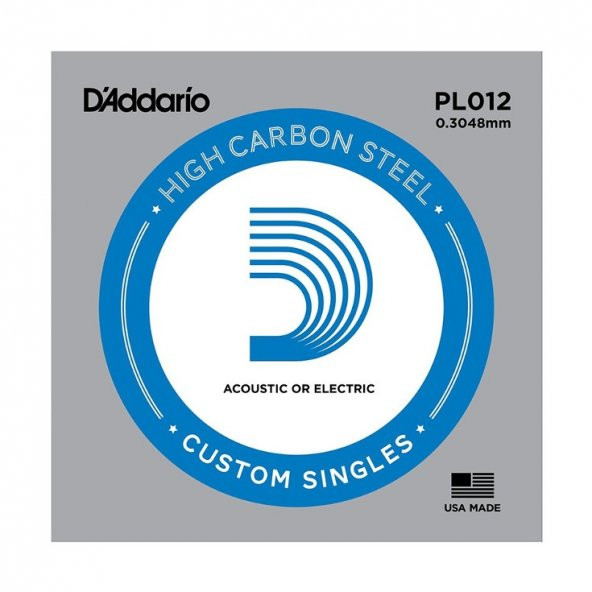 DAddario PL012 Plain Steel Tek Tel 012 Elektro Gitar Teli ürün görseli 1
