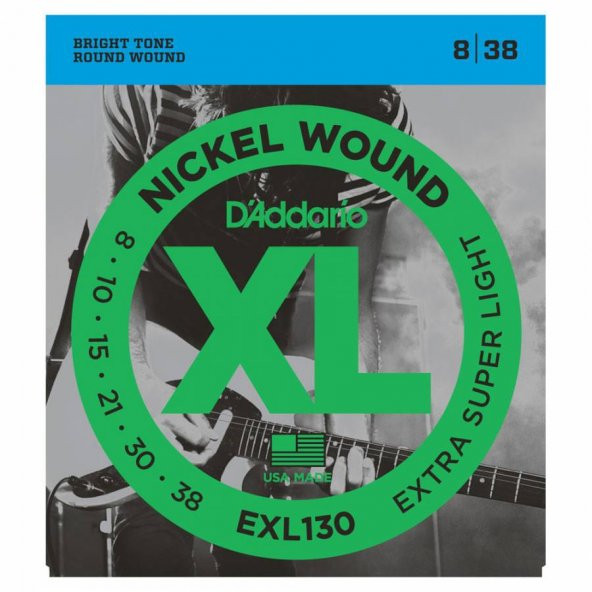 DADDARIO EXL130 ELEKTRO GİTAR TEL SETİ, XL, 8-38, EXTRA SUPER LIGH    ürün görseli 1