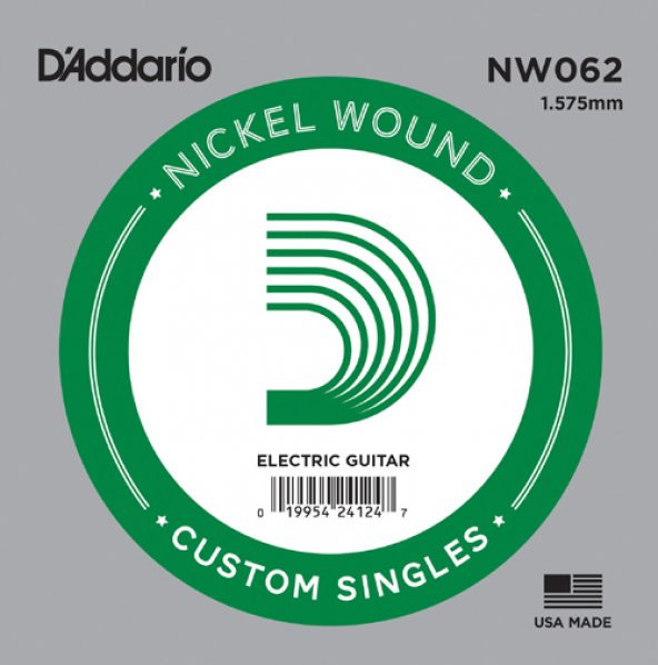 DADDARIO NW062 ELEKTRO VE AKUSTİK TEK TEL, (KALIN Mİ), NW062, ELEKTRO VE AKUSTİK TEK TEL, 5Lİ PAKET, (KALIN Mİ),NİKEL SARIM ürün görseli 1