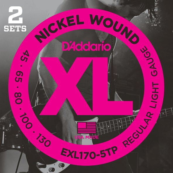 DADDARIO EXL170-5TP (2 SET) BAS GİTAR TEL SETİ , 5 TELLİ, XL, 45-130,  Bas Tel Set 5 Telli 045-130 5Str ürün görseli 1