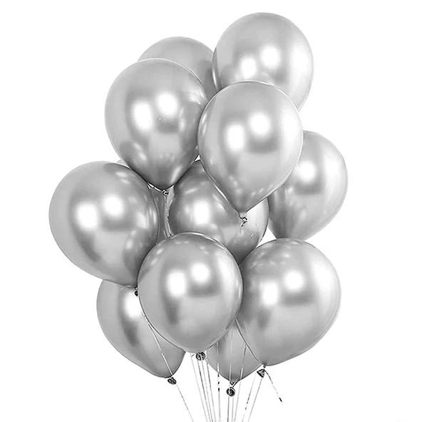 METALİK BALON GÜMÜŞ 50 ADET ürün görseli 1
