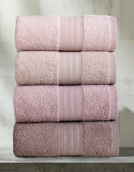 4lü Havlu Seti Rainbow Pudra 50x85cm - Resim 2